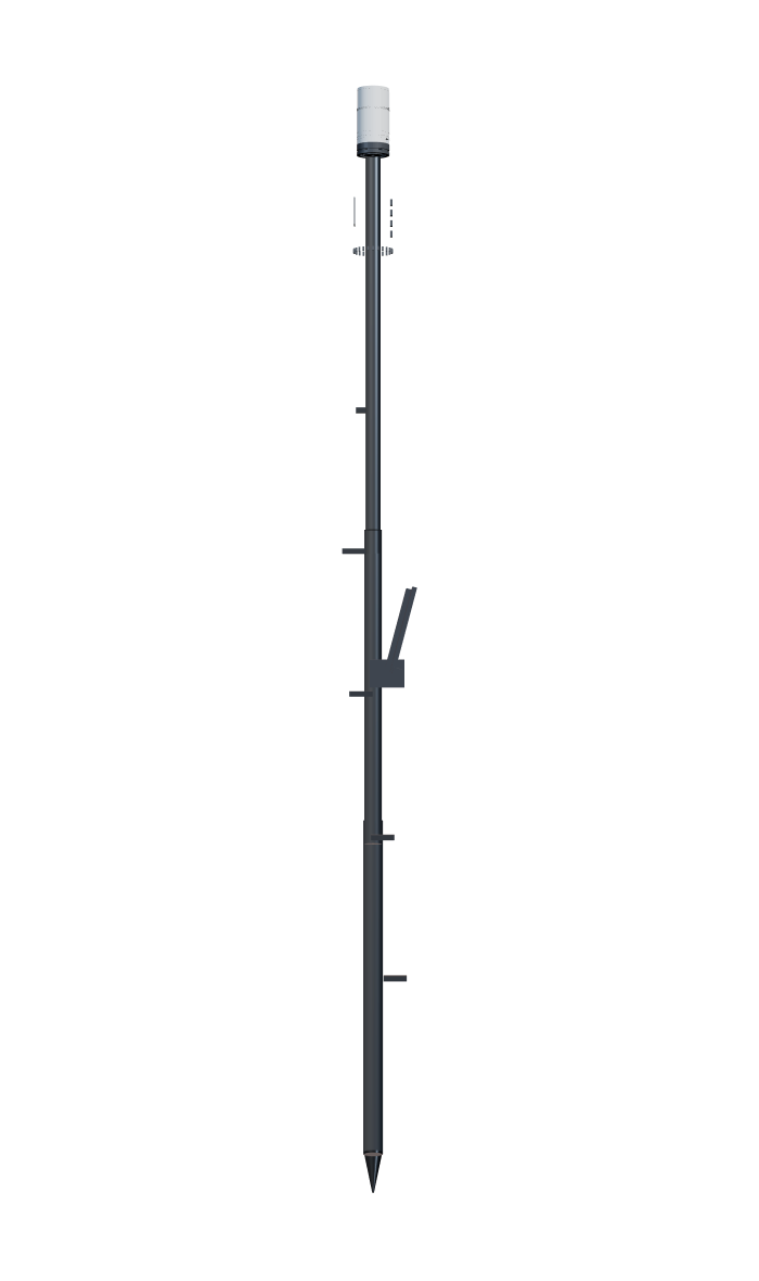 The Aerom rover on its telescoping survey pole.